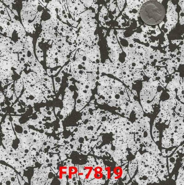 45" Cotton Black Paint Splatter on White Print *Limited Stock*